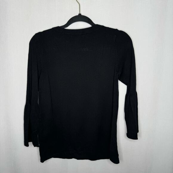 JOSEPH A. / black bell sleeve scoop neck sweater / S - Picture 2 of 7